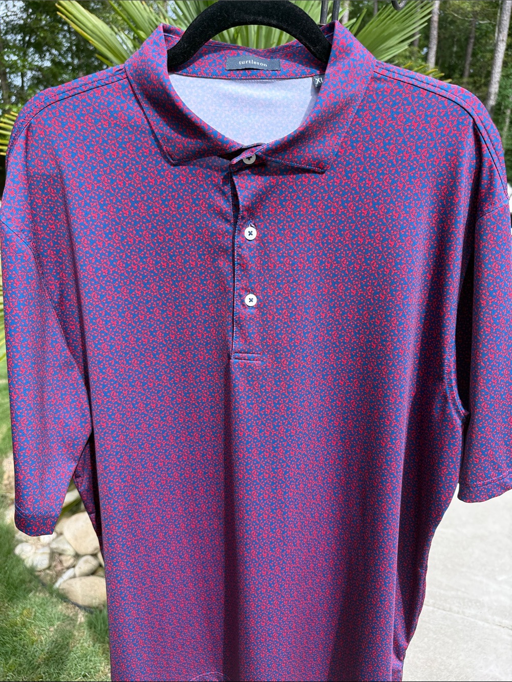 Turtleson Men’s Red & Blue Micro-Print Polo